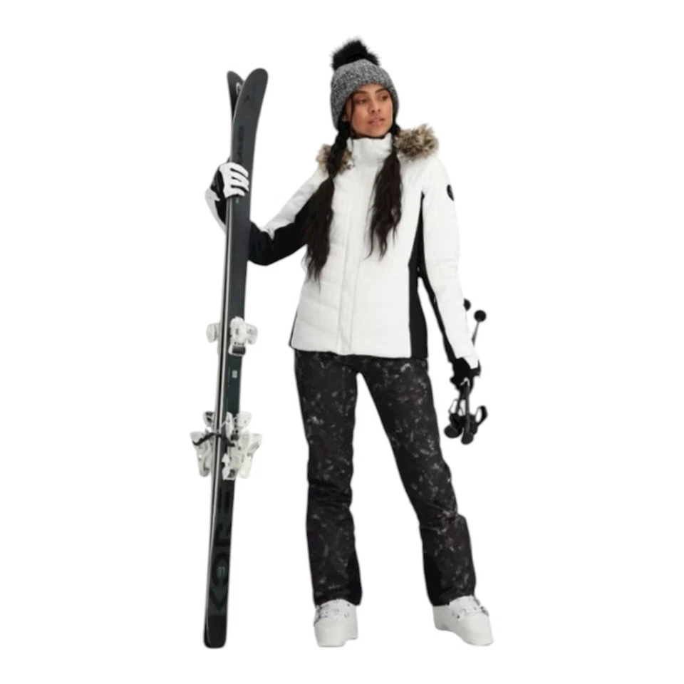 Obermeyer Tuscany II White Black Ski Snow Jacket Coyote Faux Fur Hood Sz 8 NWT - Image 2 of 4