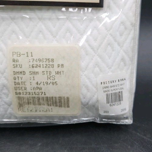 NEW Pottery Barn Diamond Matelasse Standard Sham White - Picture 3 of 5
