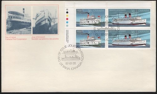 Can 1139/1140 - 1987 36c Canadian Steamships - UL CB FDC