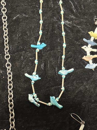 VINTAGE COSTUME JEWELRY NECKLACE Lalo Staner Gold Crown Fetish Birds LOT - Picture 18 of 24