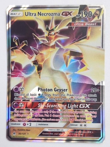 Pokemon Ultra Necrozma GX 95/131 Forbidden Light Ultra Rare Creased Damaged