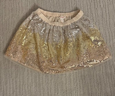Cat & Jack Ombre Sequin Pull-on Tutu Mini Skit M (7/8) silver, gold, pink tulle