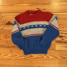 Vintage Boys Knit Sweater Red White Blue Made In USA Size 6