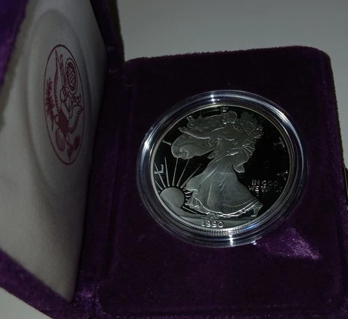 1990 Walking Liberty American Eagle Silver Dollar Coin 1 Ounce .999 BU Encased