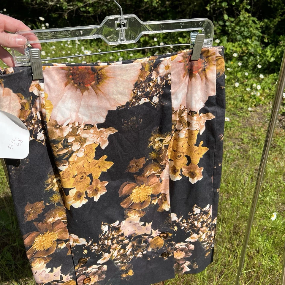 Tuleh Falda Lápiz Floral Algodón Negro 10 Foto 3 de 4