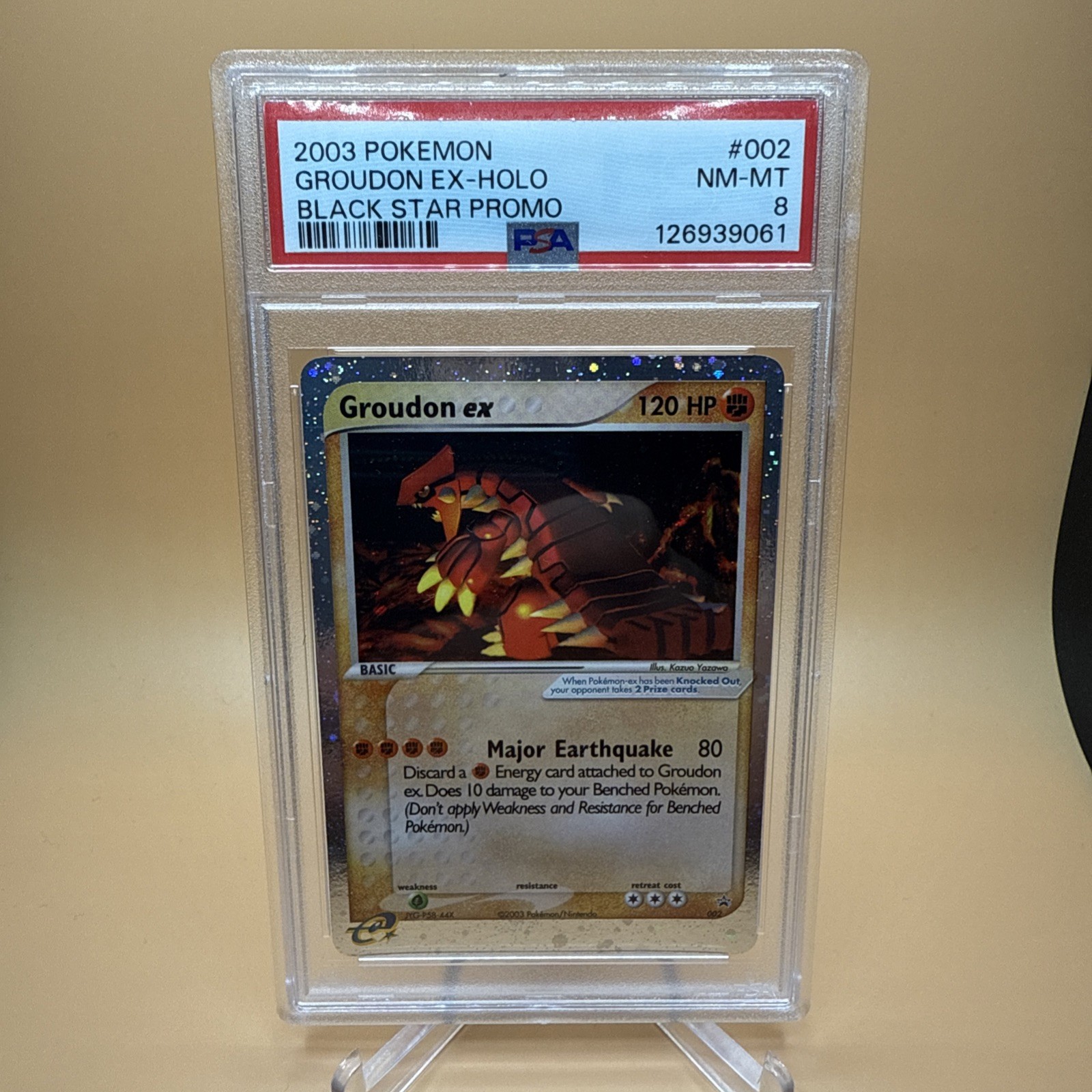2003 POKEMON BLACK STAR PROMO #002 GROUDON EX-HOLO PSA 8