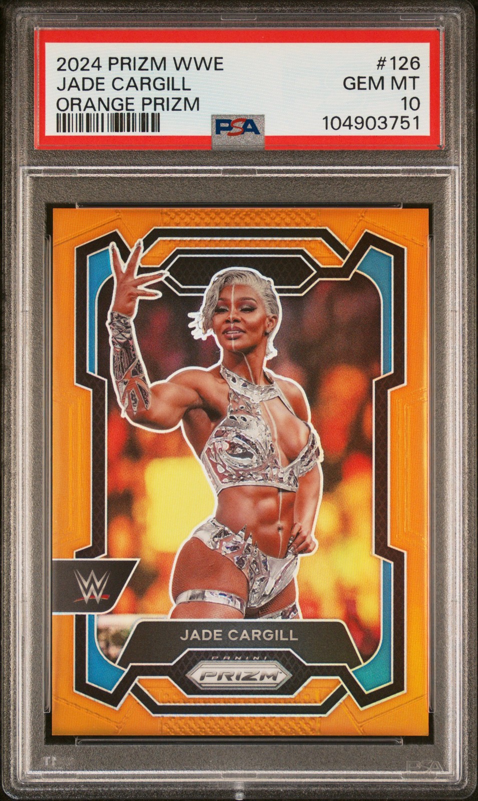 2024 PANINI PRIZM WWE ORANGE PRIZM #126 JADE CARGILL 13/99 PSA 10