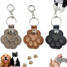 3 Pcs Dog Fur Storage Keychain, Cute Leather Paw Keychain Pet Hair Keepsake K...