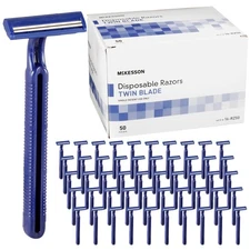 McKesson Disposable Razors [50 Count] – Twin Blade 1 Count (Pack of 50), Blue 