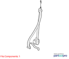 White seat belt front bucket passenger retractor with coiled spring steel, shown on a plain light background.