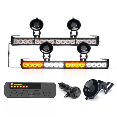 Xprite White Amber Led Emergency Traffic Advisor Strobe Dual Light Bar