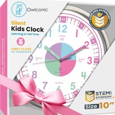 Telling Time Teaching Clock for Kids - Analog for Bedrooms, Playroom, Homesch...