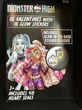 Monster High 16 Valentines Glow Stickers with 2 different sticker designs 2024