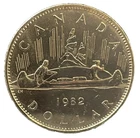 1982 CANADA ONE DOLLAR VOYAGEUR ABOUT UNCIRCULATED NICKEL COIN.