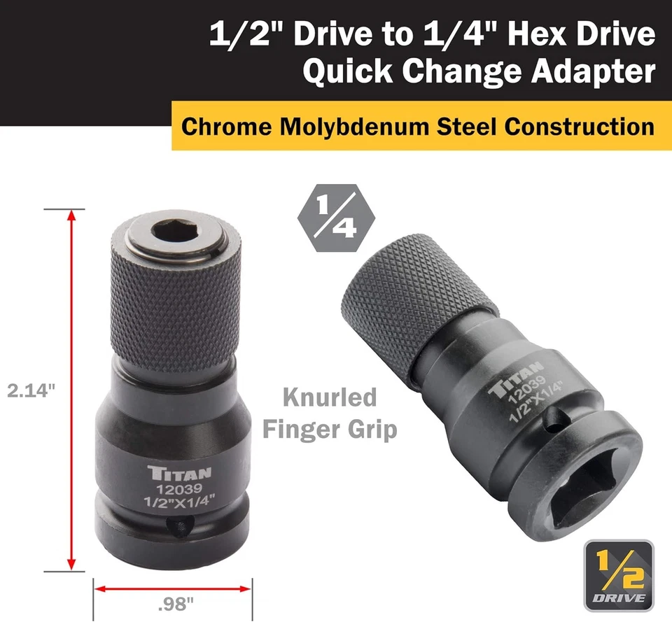 Drive to 1/4" Hex Drive Quick Change Adapter - Image 2 of 4