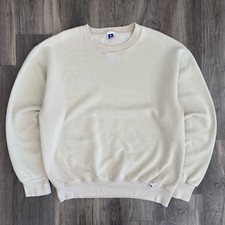 Vintage Russell Athletic Crewneck Sweatshirt Men's Size XL Cream Paint 90s Worn