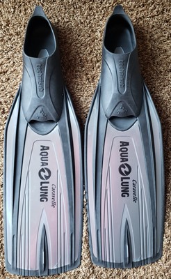 Aqua Lung Technisub Caravelle Mens 8 - 9 Regular Scuba Dive Fins Black Silver 