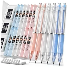  23PCS Pastel Mechanical Pencil 0.5 & 0.7 mm with Case for School, 25 Piece Set