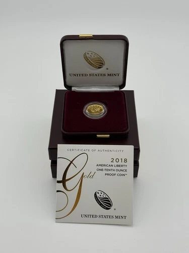 2018-W 1/10oz American Liberty Gold Proof .9999 W/Box & COA Item #390