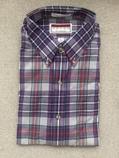 Vtg NOS NWOT Arrow Dover Shirt Large L Plaid 80s 90s USA Made Pocket