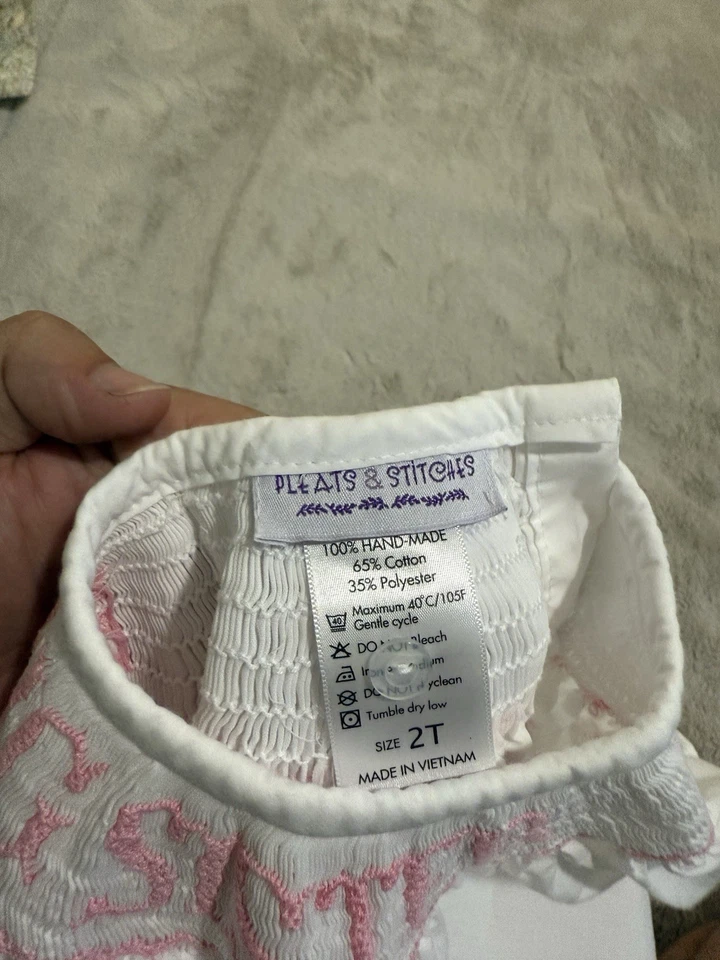 Vestido ajustado plisados y puntadas para niñas Big Sister talla 2T Foto 3 de 3