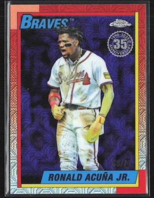 Ronald Acuna Jr. 2025 Topps Chrome 1990 Silver Pack Purple Refractor /75