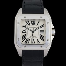 Cartier Santos 100 Large Model W20073X8 3774 Automatic 40mm Leather Watch + Box