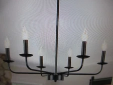 LWYTJO 6-Light Black Rustic Traditional Linear Chandelier for Bedroom