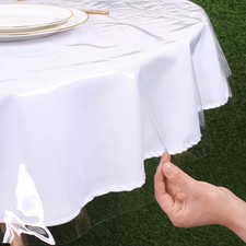 60 Inch Clear Plastic 100 Waterproof Round Tablecloth Vinyl PVC Table Protector