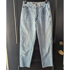 Vtg 90's Lands End High Waisted Straight Leg Jeans Light Wash Denim Womens Sz 8