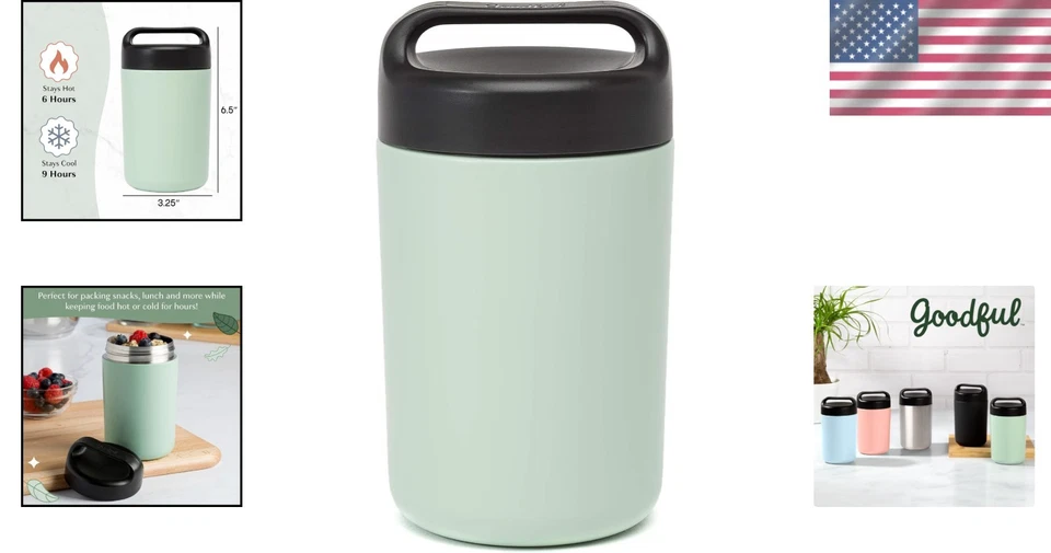 Versátil tarro de comida de acero inoxidable de 16 oz con asa de transporte - diseño a prueba de fugas Foto 2 de 4
