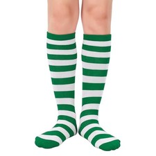 Kids Soccer Socks Knee High Socks for 10-12 Years Green White Stripes Big Kid