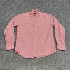 J Crew Oxford Shirt Mens Large Red White Gingham Slim Button Down Casual Preppy