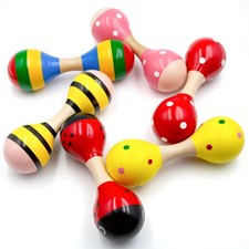 Small Wooden Maracas Baby Shakers Colorful Kids Rattles Educational Musical I...