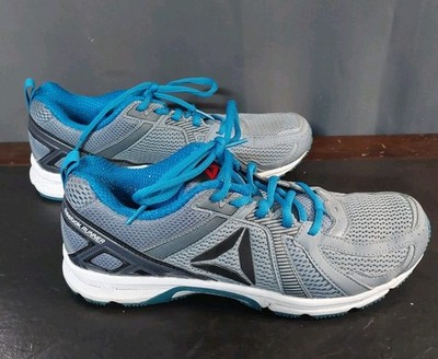 Reebok Runner Shoes Men 7.5 Athletic Gray Blue Black Training Foam Fusion 