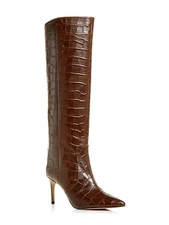 KURT GEIGER Womens Brown Croc Print Bickley Toe Stiletto Leather Boots 35