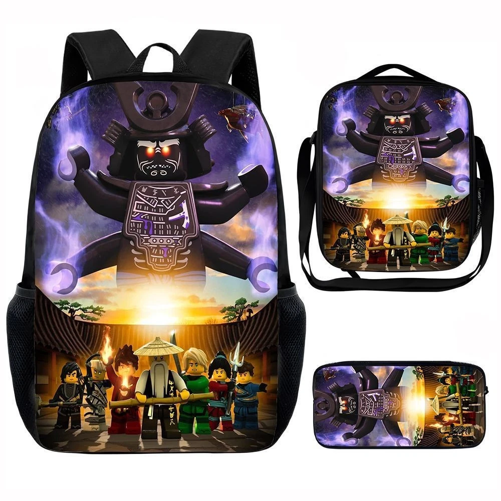 Ninjago Backpack Shoulder Bag Lunch Bag Pencil Case School Rucksack Set for Boys Girls