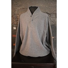 Vintage Eddie Bauer EBTEK Fleece Pullover Mens XL USA Made Snap Mock Neck Gray