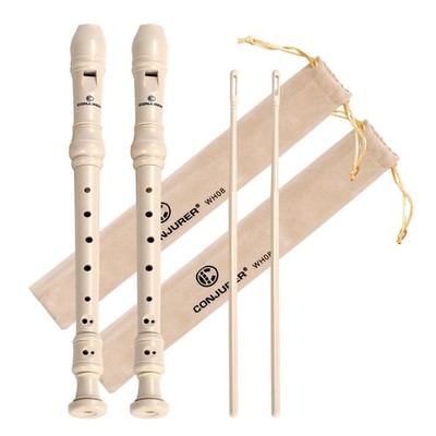 2Pc Soprano Recorder Set for Kids - 8 Hole Descant Flute with Cleaning Rod & Bag
