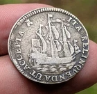 1753 Dutch Netherlands VOC 6 Stuiver Ship ZEELAND Silver Coin_a744