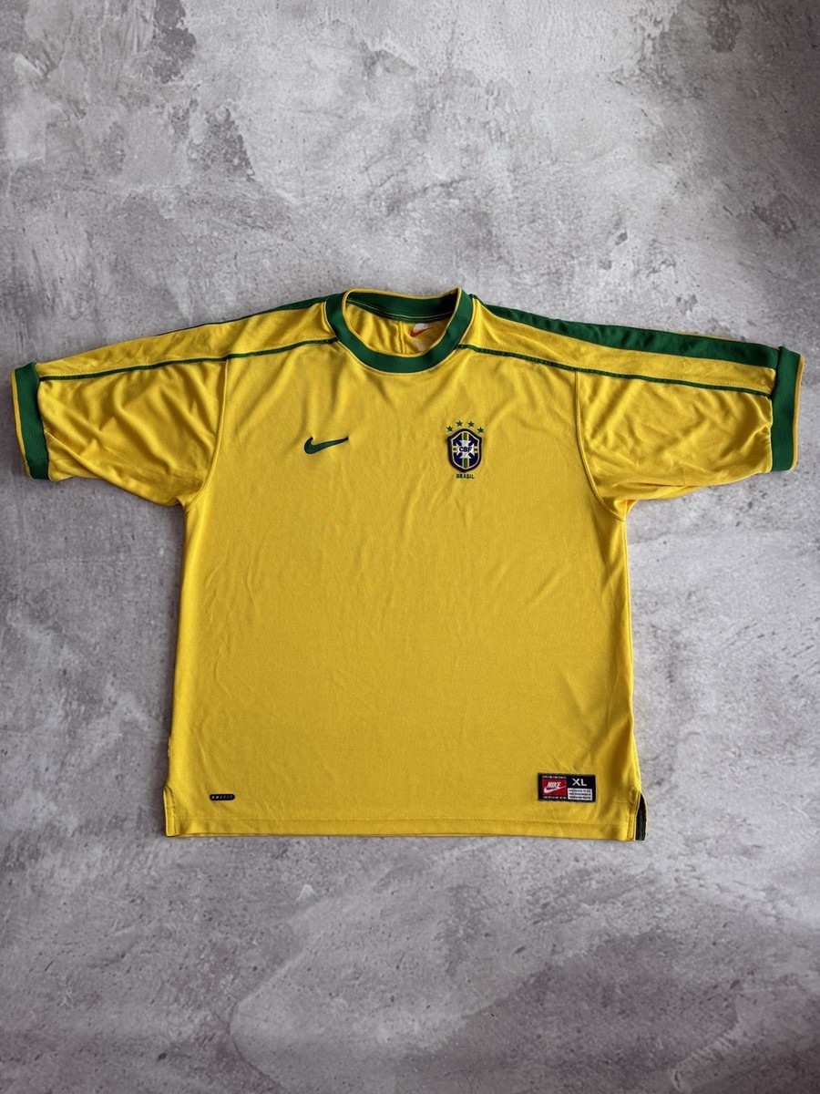 Brazil 1998 1999 2000 Home Football Shirt Soccer Jersey Nike S8