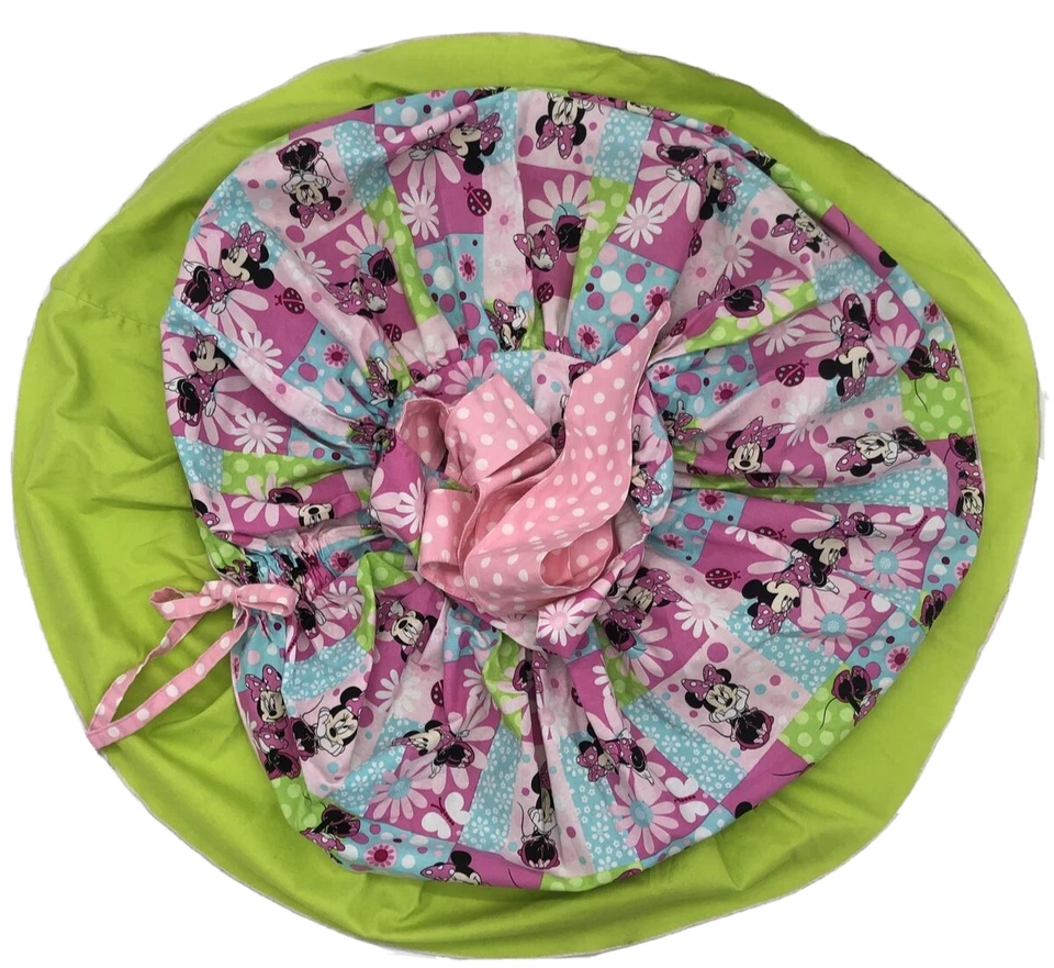 Vestido Casero Niñas Disney Tela Minnie Mouse Rosa Verde Neón Talla 6-8? Arcos Foto 2 de 4