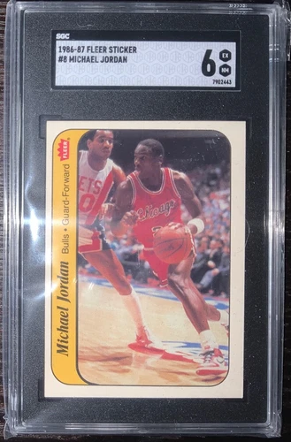 1986 Fleer Sticker #8 Michael Jordan Rookie Card SGC 6 EX-NM