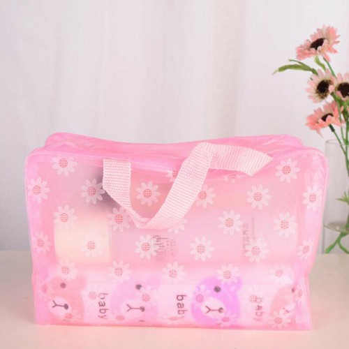 Portable Clear Transparent Travel Makeup Bag Cosmetic Toiletry Zip Bag Pouch - Foto 7 di 13