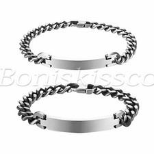 2pcs Couples Stainless Steel Bracelet Chain Free Engraving Valentine's Day Gift