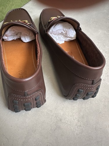 Gucci Ayrton Web GG Horsebit Leather Driving Shoes Loafers Brown 624698 1102G - Picture 6 of 8