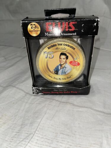 Elvis 75th Anniversary Musical Ornement Gold paillettes album  - Photo 1/2