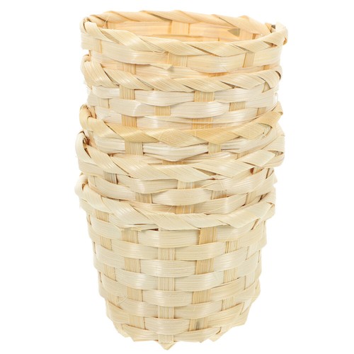 5 Pcs Bamboo and Wood Woven Basket Child Girl for Storage Home Decor