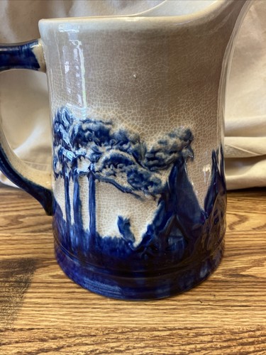 Monmouth Western Stoneware Pottery Old Sleepy Eye Blue Native American Pitcher - Picture 4 of 8