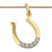 Echt Gold 375 Frauen MäDchen GlüCks Pferde Hufeisen AnhäNger Kette Silber 925 Vg